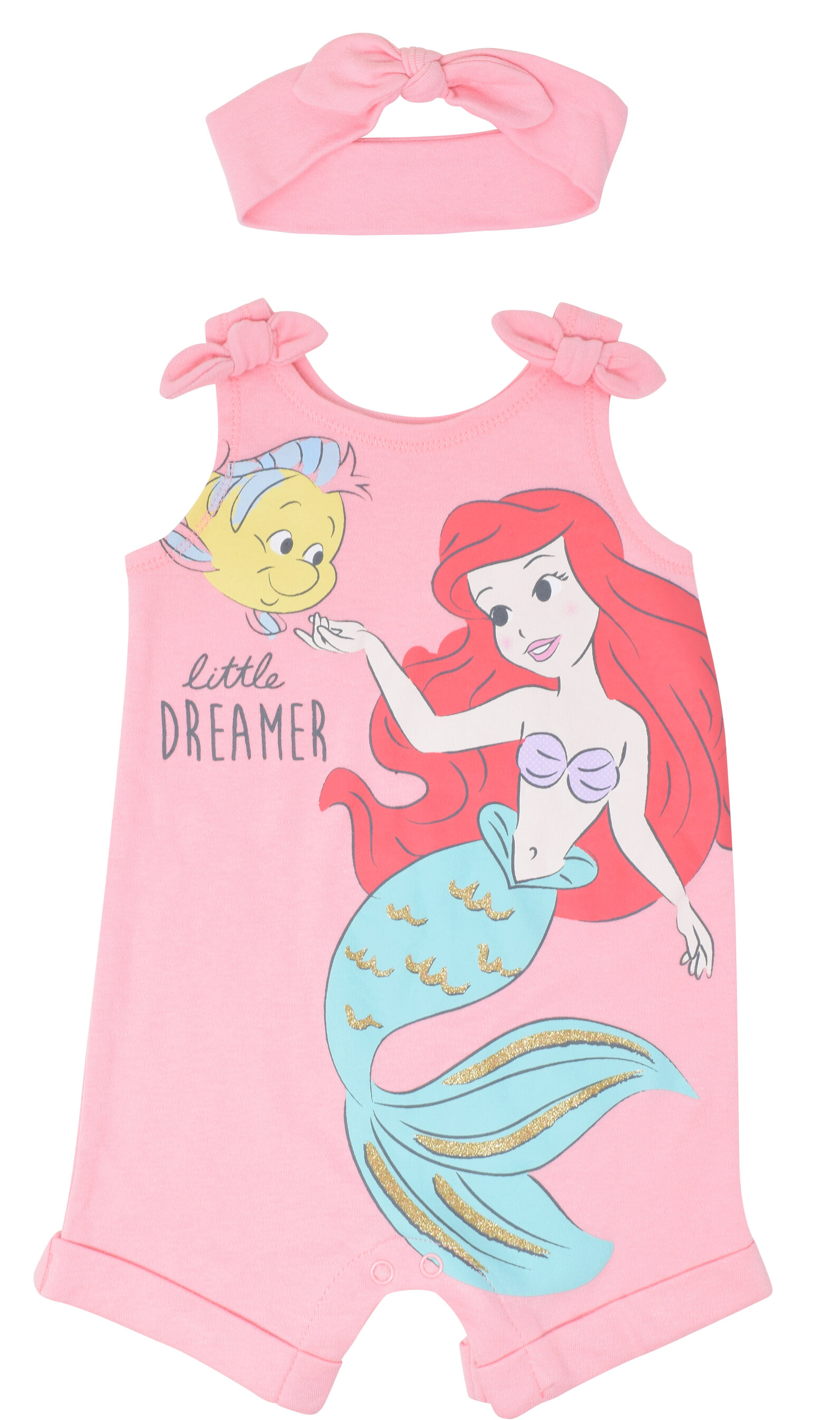 Disney Princess Ariel Infant Baby Girls Romper and Headband Newborn to Toddler